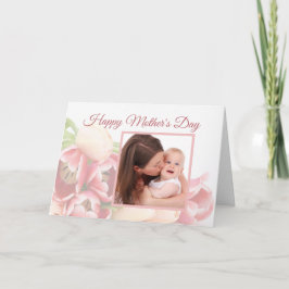 Anpassningsbar Photo Modern Peach Rosa Blommigt Mo Kort