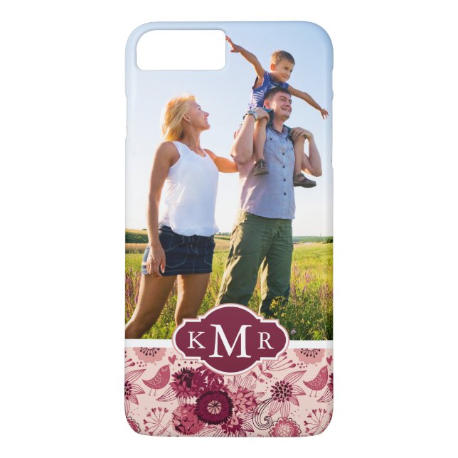 Anpassningsbar Photo & Monogram Blommönster med få Case-Mate iPhone Skal (Baksida)