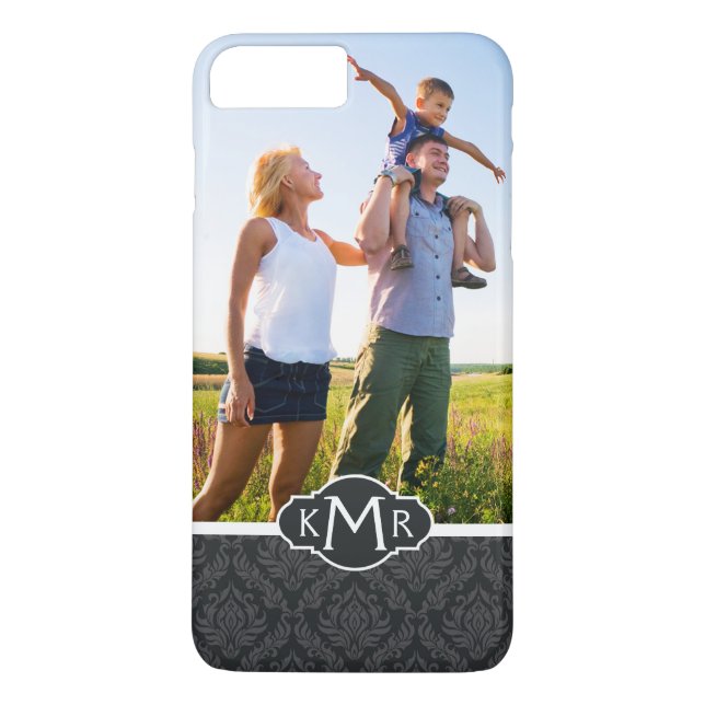 Anpassningsbar Photo & Monogram Damask Pattern 6 Case-Mate iPhone Skal (Baksida)