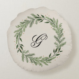 Anpassningsbar Photo Monogram Gräs God jul Hem Rund Kudde