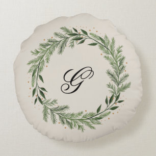 Anpassningsbar Photo Monogram Gräs God jul Hem Rund Kudde