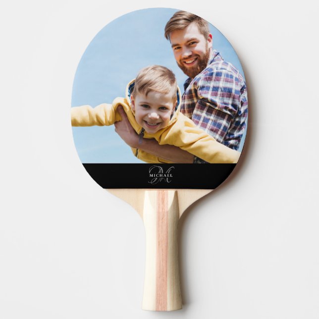 Anpassningsbar Photo Monogram Namn Modern Sports P Pingisracket (Framsidan)