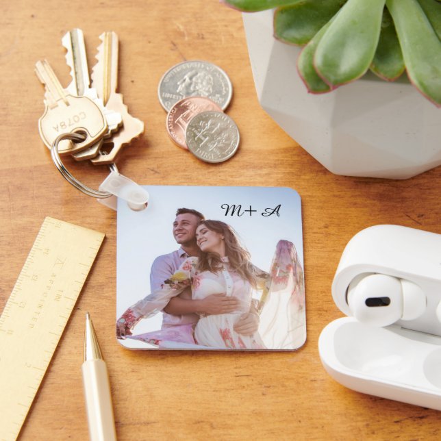 Anpassningsbar Photo Monogram Nyckelring (Skrivbord)