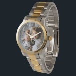 Anpassningsbar Photo | Monogram | Romerska siffror Armbandsur<br><div class="desc">Ladda upp ditt favoritfoto från Instagram,  din mobila dator eller din hemdator till den här anpassningsbarna med ett monogram inuti en svart cirkel ram centrerad i mitten. På den yttre kanten av klockan finns höga romerska siffror i elegant i ett fet stil.</div>