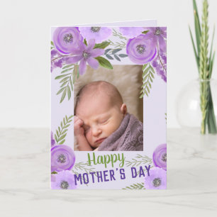 Anpassningsbar Photo "Mors dag" Violet Lavender Kort