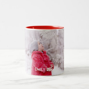 Anpassningsbar Photo Mugg Gift Vit text