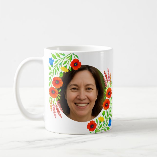 Anpassningsbar Photo Mugg med Blommigt Design Gift (Vänster)