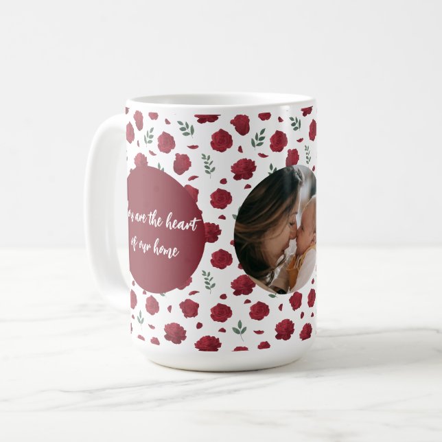 Anpassningsbar Photo Mugg med Röda blommor | Mors  (Framsida vänster)