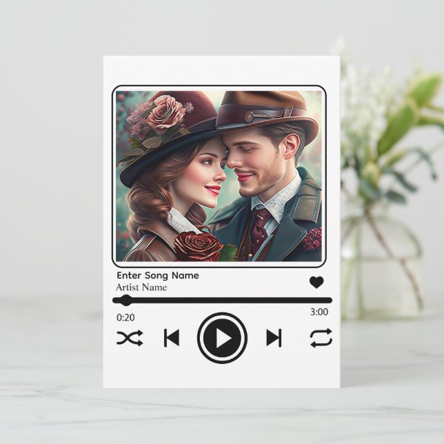 Anpassningsbar Photo Music Player Inbjudningar (Stående Fram)