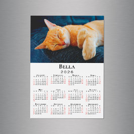 Anpassningsbar Photo Namn 2026 Calendar Magnet