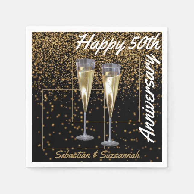 Anpassningsbar Photo & Namn 50:e Bröllop-årsdagen  Pappersservett (Framsidan)