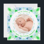 Anpassningsbar Photo Namn Age Blue Grönt Birthday  Inbjudningar<br><div class="desc">Anpassningsbar Photo Namn Age Blue Grönt Geometric Magic Summer Star Dopamin Decor Födelsedagsfest inbjudan. En söt, trendig konstdesign party inbjudan. En underbar, glad och lycklig-design för inbjudan familj och vänner till firande. Ta med moderna magiska sommartidshem till pojke. En underbar, roligtens medbrottsling för en förälder som kärlek maximalistiskt färg. En...</div>