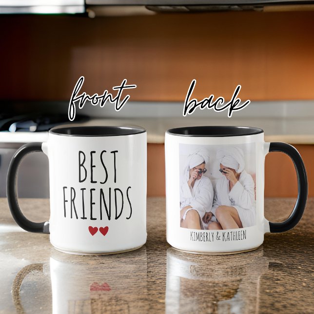 Anpassningsbar Photo & Namn Best Friends Mugg, BFF Mugg (best friends mug, custom photo mug, personalized gift for friend, custom name mug, BFF gift)