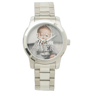 Anpassningsbar Photo Namn Best Mamma någonsin Silv Armbandsur
