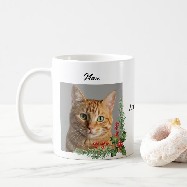Anpassningsbar Photo Namn Cat eller Hundägare julk Kaffemugg (Med munk)