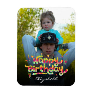 Anpassningsbar Photo + Namn Colorful Birthday Keep Magnet