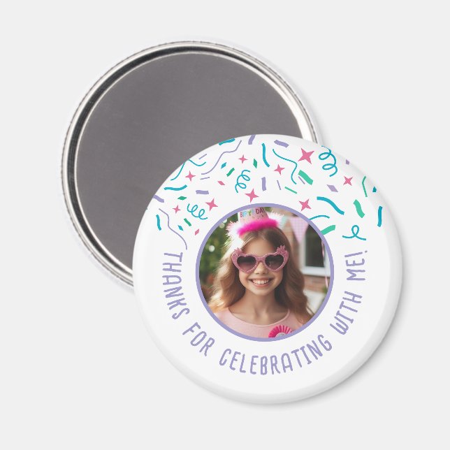 Anpassningsbar Photo Namn Confetti Firande Tack Magnet (Front/Back)