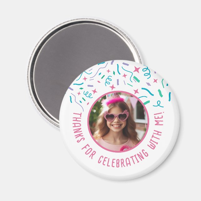 Anpassningsbar Photo Namn Confetti Firande Tack Magnet (Front/Back)