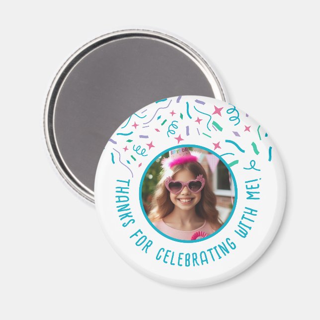Anpassningsbar Photo Namn Confetti Firande Tack Magnet (Front/Back)