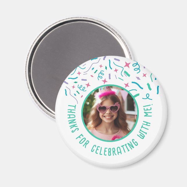 Anpassningsbar Photo Namn Confetti Firande Tack Magnet (Front/Back)