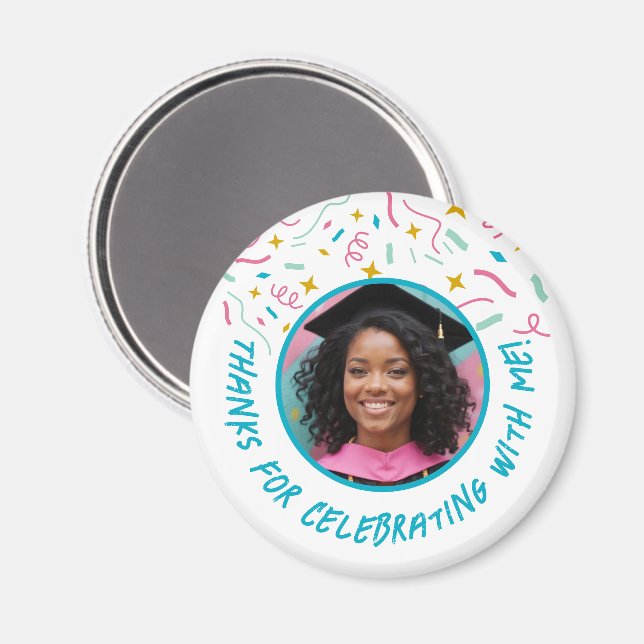 Anpassningsbar Photo Namn Confetti Studenten Tack Magnet (Front/Back)