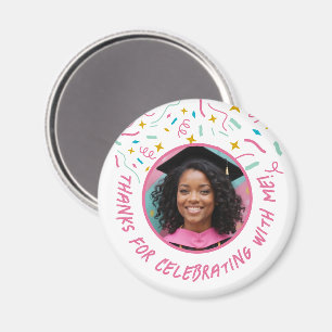 Anpassningsbar Photo Namn Confetti Studenten Tack Magnet
