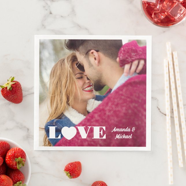 Anpassningsbar Photo & Namn KÄRLEK Pappersservett (Insitu)