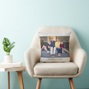 Anpassningsbar Photo Namn Modern Light Grått Gräns Kudde