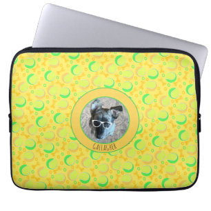Anpassningsbar Photo Namn Roligt Tennis Bollar Hun Laptop Fodral