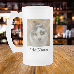 Anpassningsbar Photo Namn Text Personlig Frostat Ölglas
