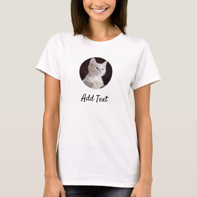 Anpassningsbar Photo Namn Text Personlig Pet Cat M T Shirt (Framsida)