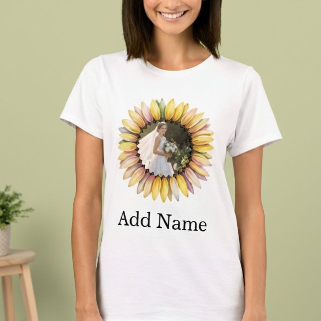 Anpassningsbar Photo Namn Text Personlig solros T Shirt (Skapare uppladdad)