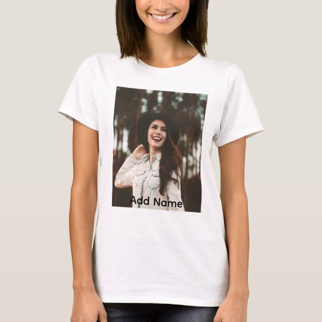 Anpassningsbar Photo Namn Text Personlig T-Shirt (Framsida)