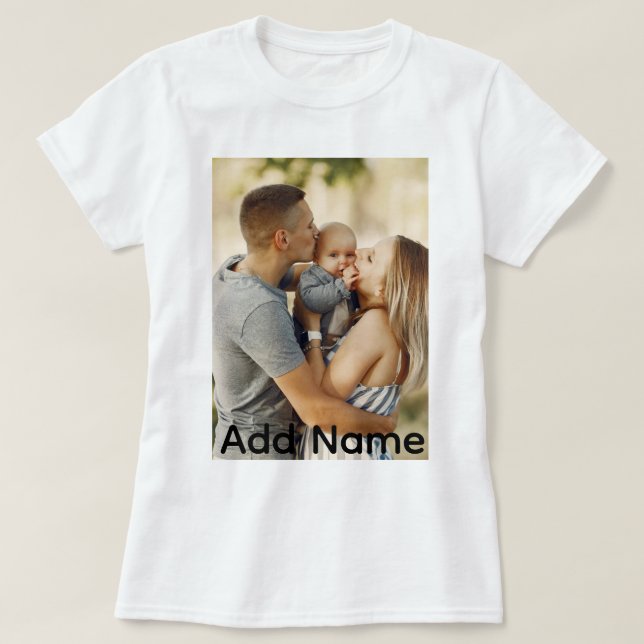Anpassningsbar Photo Namn Text Personlig T-Shirt (Design framsida)
