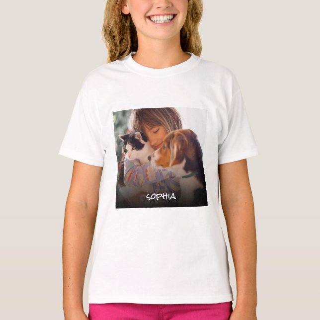 Anpassningsbar Photo Namn Text Personlig T-Shirt (Framsida)