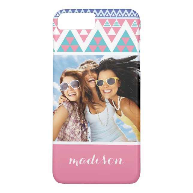 Anpassningsbar Photo & Namn Tribal aztec colorful  Case-Mate iPhone Skal (Baksida)