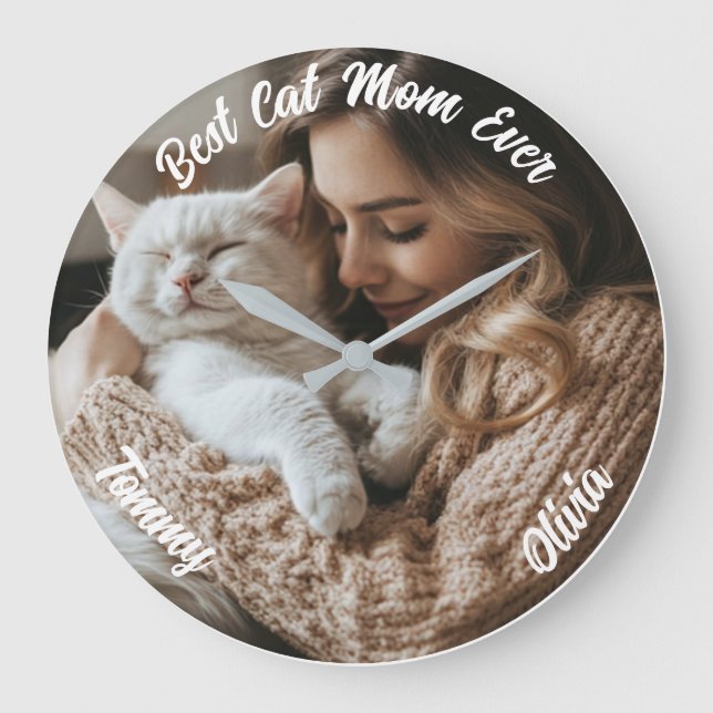 Anpassningsbar Photo & Namn Wall Clock - Gift for  Stor Klocka (Framsida)