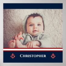 Anpassningsbar Photo Nautical Marine Navy Blue Whi
