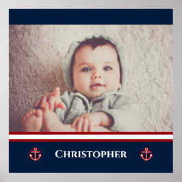 Anpassningsbar Photo Nautical Marine Navy Blue Whi Poster
