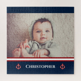 Anpassningsbar Photo Nautical Marine Navy Blue Whi Pussel