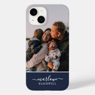 Anpassningsbar Photo Navy Blue Calligraphy Namn