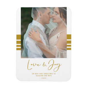 Anpassningsbar Photo Newlyweds Första jul Magnet