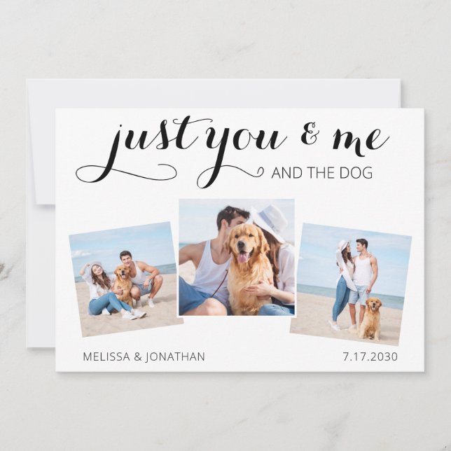 Anpassningsbar Photo Ny gifta Hund Bröllop meddela Spara Datumet (Framsida)