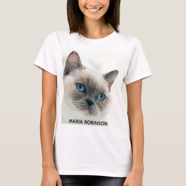 Anpassningsbar Photo och Namn Womens Funny Personl T Shirt (Framsida)