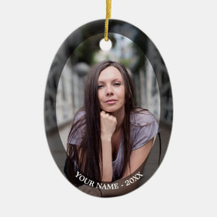 Anpassningsbar Photo Oval Black Ram jul Ornamet Julgransprydnad Keramik