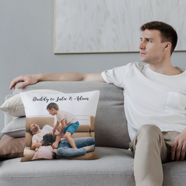 Anpassningsbar Photo Pappa Kids Namn Script Fars d Kudde (Skapare uppladdad)