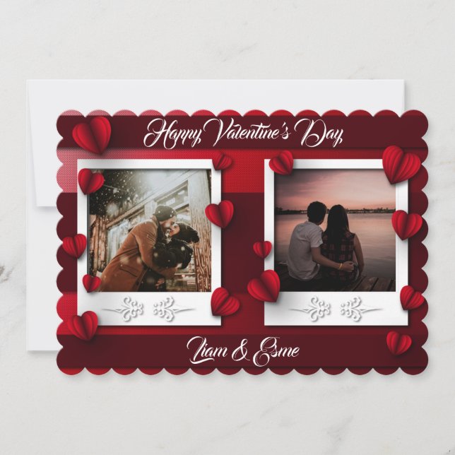 Anpassningsbar Photo Papper Hearts Valentine Day Julkort (Framsida)