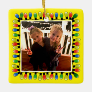 Anpassningsbar Photo Party Ljus Gult Julgransprydnad Keramik
