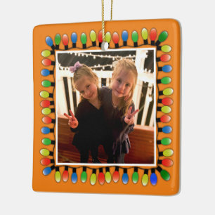 Anpassningsbar Photo Party Ljus på Orange Dubbla S Julgransprydnad Keramik