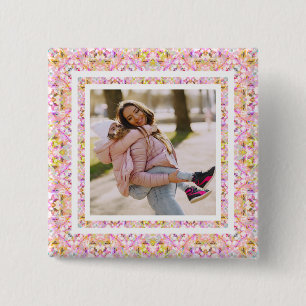 Anpassningsbar Photo Pastel Rosa Lycklig Grönt Mor Knapp